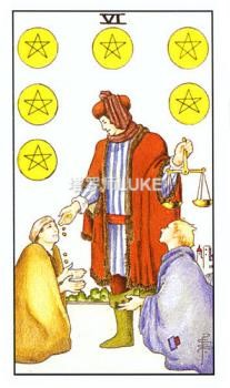 塔罗78张解释大全-星币六(6of Pentacles)